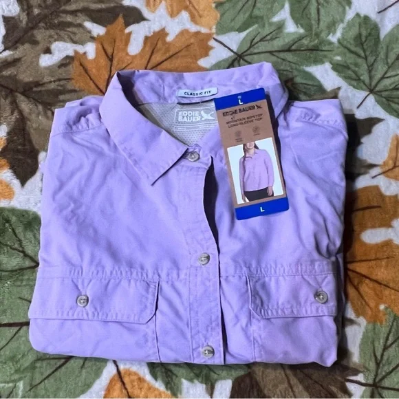 ❤️Eddie Bauer Lavender Button-Down Shirt NWT size L - Picture 8 of 16